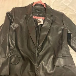 Faux leather blazer